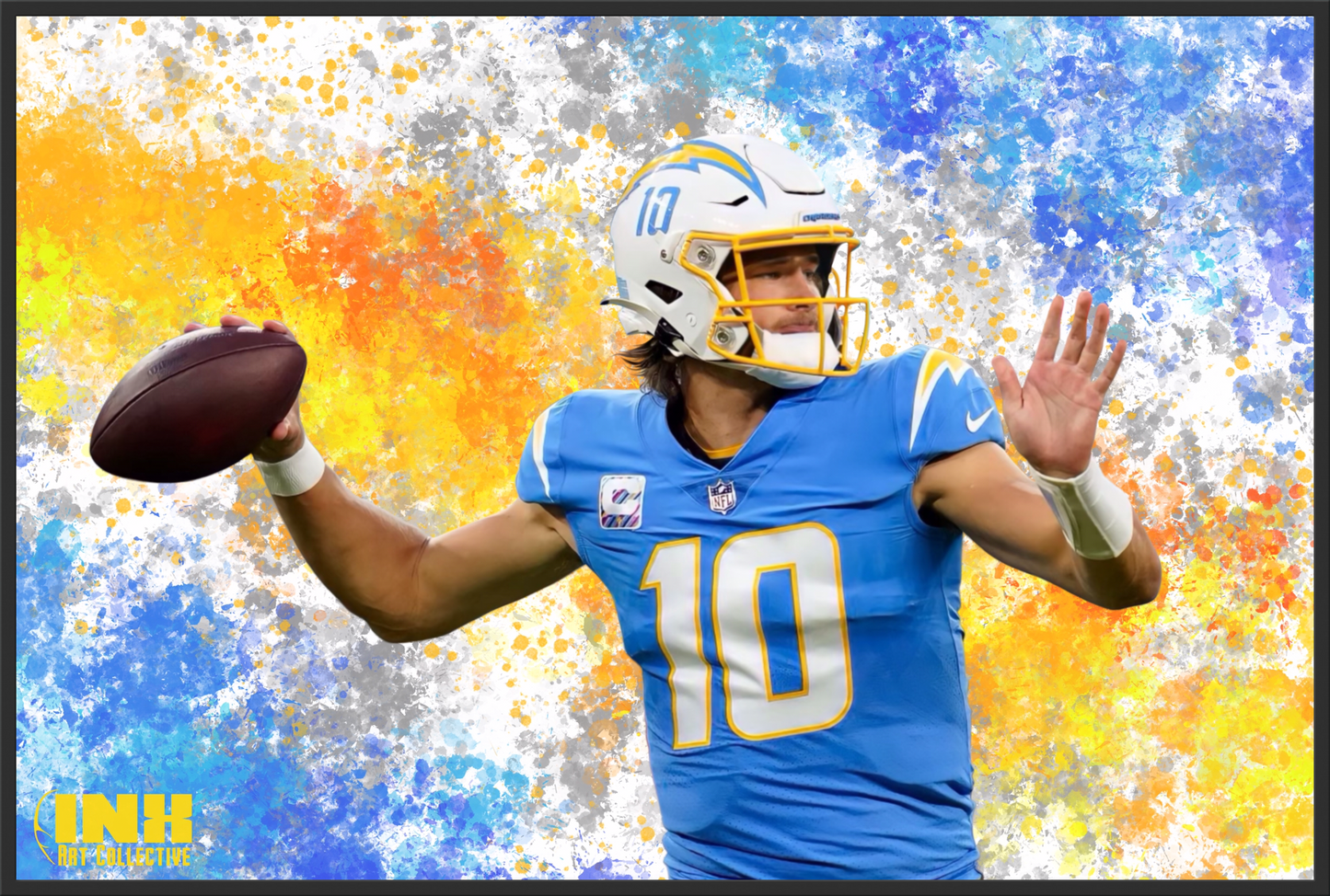 Justin Herbert Art Los Angeles Chargers NFL Wall Art Home 